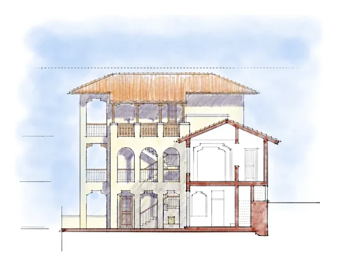 Secci&oacute;n arquitect&oacute;nica de Casa Menta